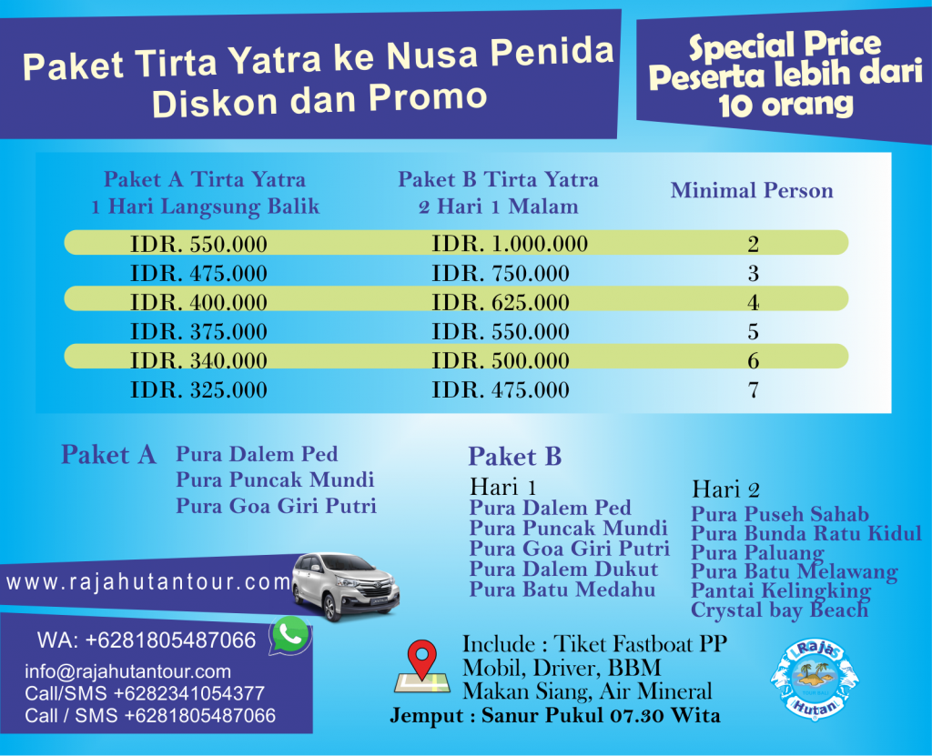 paket tirta yatra nusa penida 1 hari